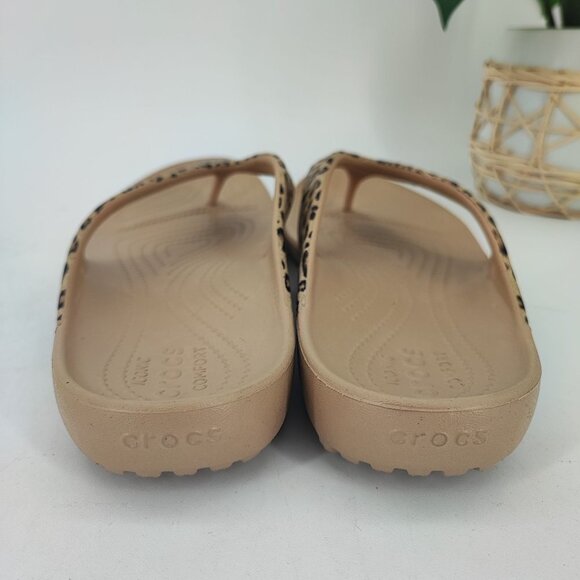 Crocs Women’s Kadee Leopard Brown Rubber Sandals Size 11 - Picture 3 of 9